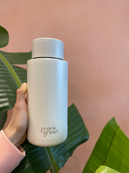 1L Ceramic Reusable Bottle with Straw Lid - Cloud