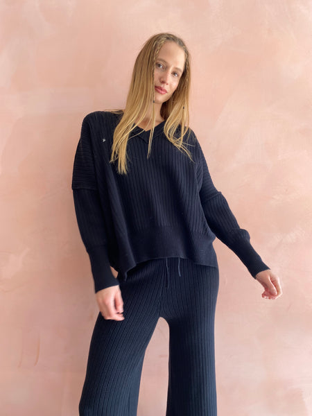 Vera Organic Knit Sweater - Black
