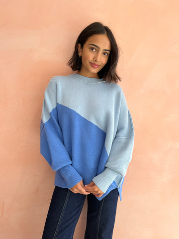 Neo Sweater- Azure and Powder Blue