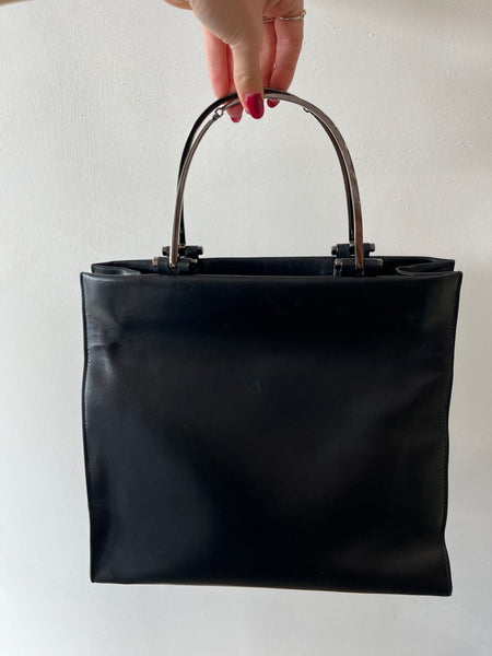 Gucci Leather Tote with gunmetal hardware