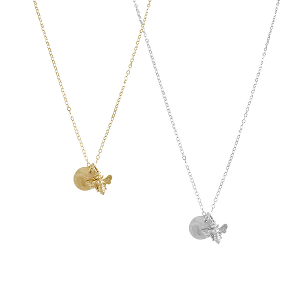 Mini Bee and Disc Necklace