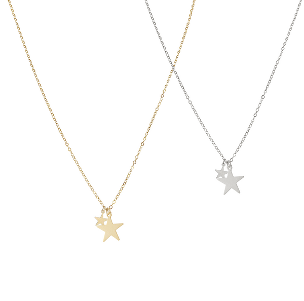 Double Star Necklace - Silver